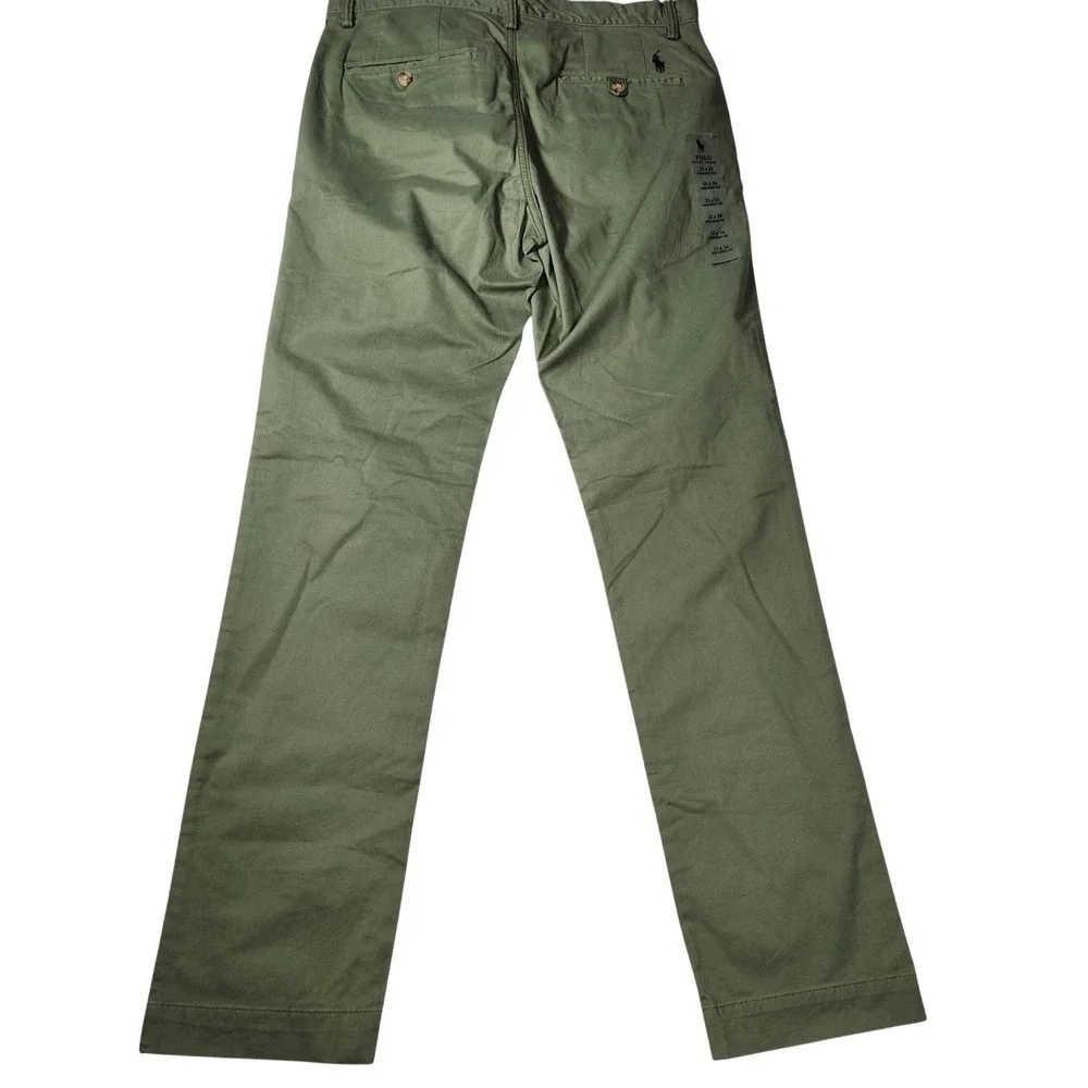 Polo Ralph Lauren Men's Stretch Chino Straight Fit‎ Pants Olive Green 32x34 New